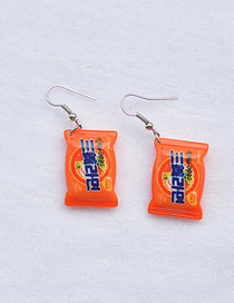Fashion Orange Kimchi Noodles Instant Noodle Simulation Toffee Resin Earrings