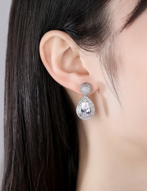 Fashion Silver Drop-shaped Copper Inlaid Zircon Earrings