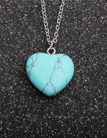 Fashion Turquoise Heart Love Heart Stainless Steel Stone Pendant Necklace