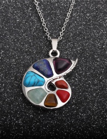 Fashion 7 Chakra Pendant 7 Chakras Contrasting Color Geometric Shape Stainless Steel Necklace