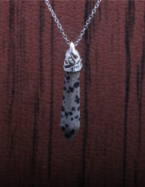 Fashion Gray Stainless Steel Chain Hexagonal Pillar Pendant Necklace