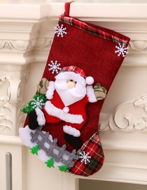 Fashion Linen Large Socks (elderly) Christmas Old Man Snowman Bear Christmas Stocking