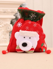 Fashion Bear Christmas Childrens Three-dimensional Printing Portable Storage Pocket