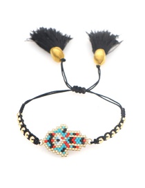 Fashion Palm Gold Beads Handmade Rice Bead Woven Palm Contrast Bracelet