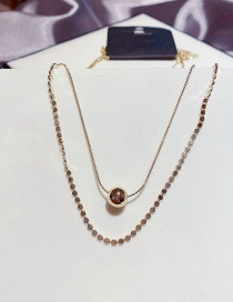 Fashion Golden Round Beads Real Gold-plated Multilayer Necklace