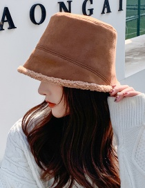Fashion Caramel Suede Double-sided Lamb Wool Fisherman Hat