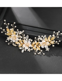Fashion Golden Handmade Rhinestone Pearl Twisted Flower Hair Comb