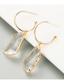 Fashion White C-shaped Diamond Crystal Alloy Earrings