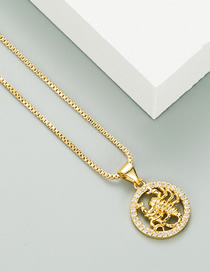 Fashion Scorpion Round Bead Constellation Diamond Hollow Pendant Necklace