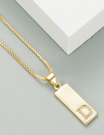Fashion D Golden Brass Electroplated Micro-inlaid Zircon Pendant Letter Geometric Necklace