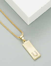 Fashion U Gold Brass Electroplated Micro-inlaid Zircon Pendant Letter Geometric Necklace