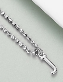 Fashion J Silver Alloy Claw Chain With Diamond Letter Pendant Necklace