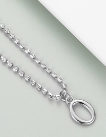 Fashion O Silver Alloy Claw Chain With Diamond Letter Pendant Necklace