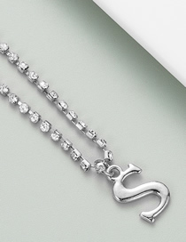Fashion S Silver Alloy Claw Chain With Diamond Letter Pendant Necklace