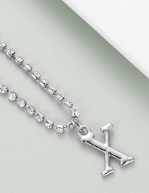 Fashion X Silver Alloy Claw Chain With Diamond Letter Pendant Necklace
