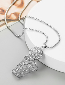 Fashion Silver Alloy Diamond Basketball Box Necklace