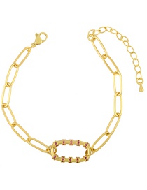 Fashion Rose Red Ot Buckle Diamond-studded Geometric Copper Gold-plated Bracelet