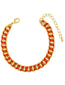 Fashion Red Dripping Oil Thick Chain Gold-plated Copper Bracelet