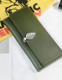 Fashion Green Small Leaf Flap Long Wallet
