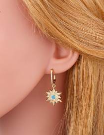 Fashion Six-pointed Star Gold-plated Bronze Stud Earrings With Diamonds Moon And Six-pointed Star