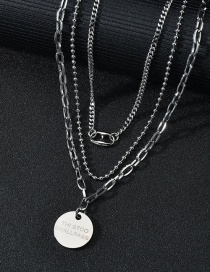 Fashion Three-tiered Medallion Necklace Yuan Brand Stainless Steel Round Bead Multilayer Necklace