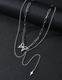 Fashion Titanium Steel Necklace Butterfly Titanium Steel Hollow Multilayer Necklace