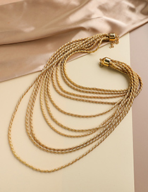 Fashion Gold Color Alloy Twist Shape Multilayer Necklace