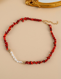 Fashion Red Natural Stone Pearl Necklace