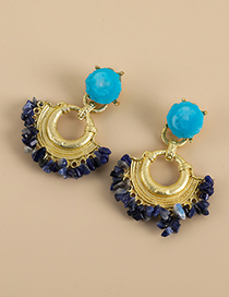 Fashion Blue Alloy Resin Geometric Shape Earrings