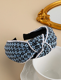 Fashion Blue Checked Fabric Knotted Headband
