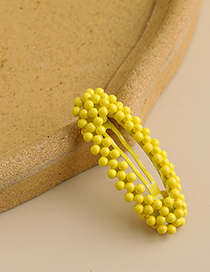 Fashion Yellow Alloy Resin Oval Bead Hairpin