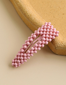 Fashion Pink Alloy Resin Beads Hollow Triangle Hairpin