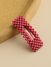 Fashion Red Alloy Resin Beads Hollow Square Hairpin