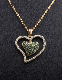 Fashion Love O Child Chain Gold Micro Inlaid Zircon Heart Hollow Necklace
