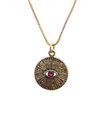 Fashion Devils Eye Box Chain Gold Micro-set Zircon Eyes Round Necklace