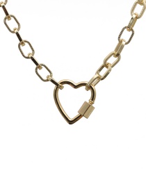 Fashion 60mm Chain + Peach Heart G Heart Lock Thick Chain Gold-plated Copper Necklace