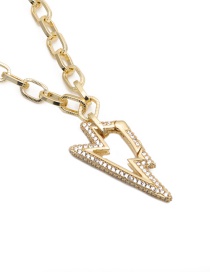 Fashion 60mm Chain Lightning Diamond Lightning Copper Gold Plated Necklace