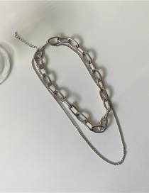 Fashion Silver Color Thick Chain Alloy Hollow Multilayer Necklace