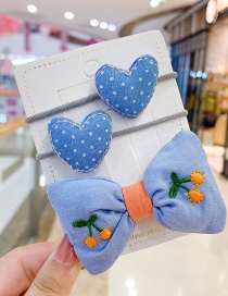 Fashion Blue Bow [3-piece Set] Bowknot Love Fabric Alloy Childrens Hair Rope Hairpin