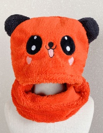 Fashion Orange Panda 3-8 Years Old Plush Panda Children One Scarf Hat