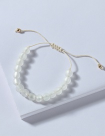 Fashion White Colored Glass Round Bead Drawstring Adjustable Bracelet