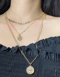 Fashion Golden Head Round Alloy Multilayer Necklace