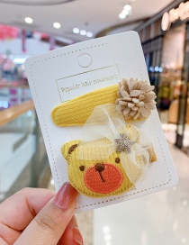 Fashion Yellow Bear Net Yarn Bear Five-pointed Star Fabric Alloy Childrens Hairpin