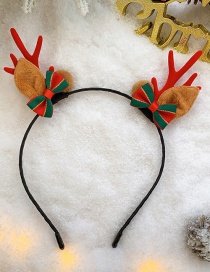 Fashion Red Antler Bow Christmas Antlers Santa Hair Ball Fabric Childrens Headband