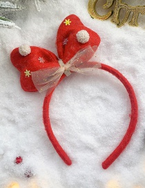 Fashion Red Bow Headband Christmas Antlers Santa Hair Ball Fabric Childrens Headband