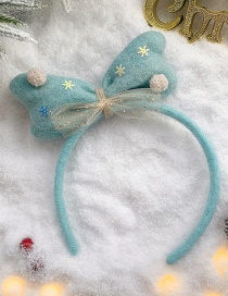 Fashion Blue Bow Headband Christmas Antlers Santa Hair Ball Fabric Childrens Headband