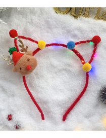 Fashion Yellow Elk[with Light] Christmas Antlers Santa Hair Ball Fabric Childrens Headband