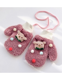 Fashion Fawn [dark Pink] 2-10 Years Old Christmas Thickened Hanging Neck Elk Christmas Tree Children Gloves