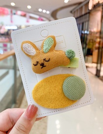 Fashion Yellow Bunny [2-piece Set] Little Rabbit Plush Alloy Geometric Shape Childrens Hairpin