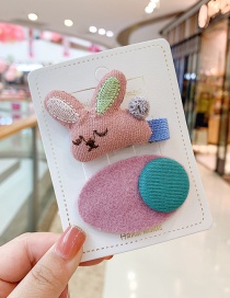 Fashion Pink Bunny[2 Piece Set] Bunny Plush Alloy Geometric Shape Childrens Hairpin